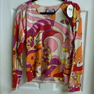 UBU slik long sleeve floral top With pattern